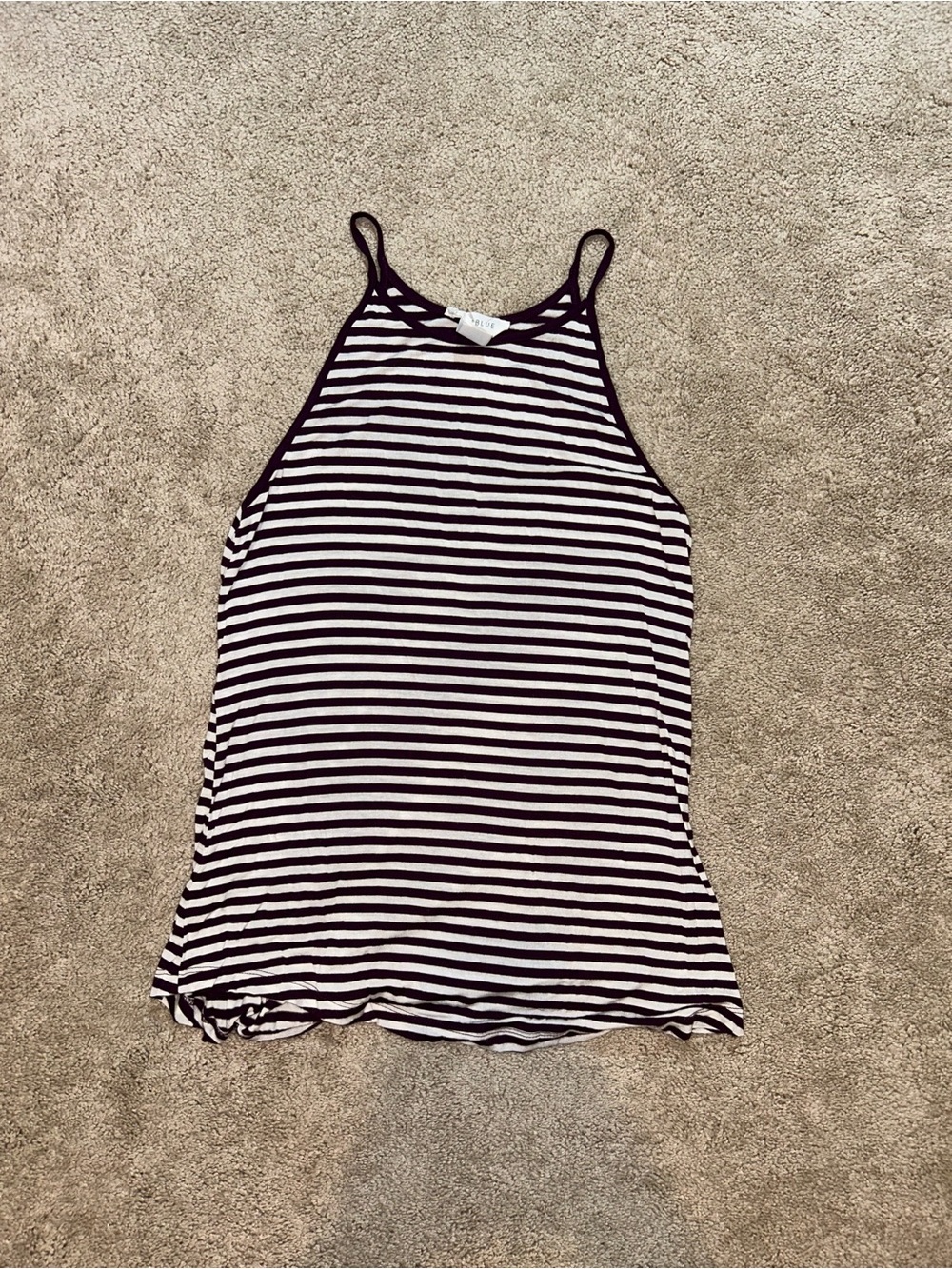 Striped High-Neck Tank Top - Black & White